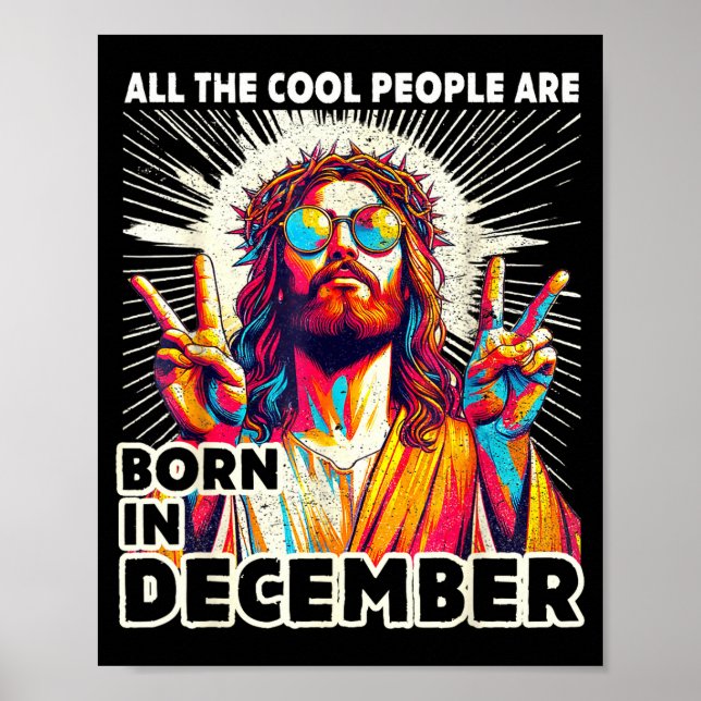 Poster Cool People Are Born In December Christian Christm (Devant)