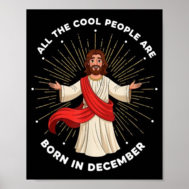 Poster Cool People Are Born In December Christian Christm (Devant)