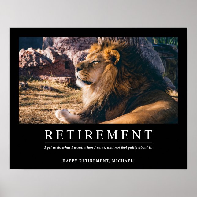 Poster Cool personnalisé Relaxant Lion retraite personnal (Devant)