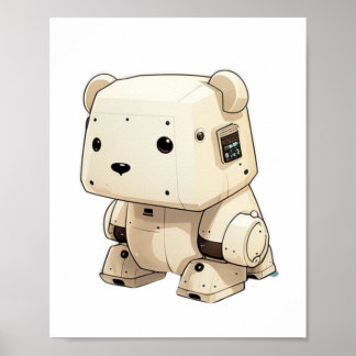Poster Cool Petit soldat Robot Bear : Prêt à aider en S