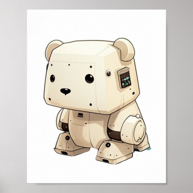 Poster Cool Petit soldat Robot Bear : Prêt à aider en S (Devant)