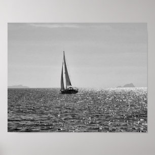 Poster Cool photo moderne bateau à voile en été