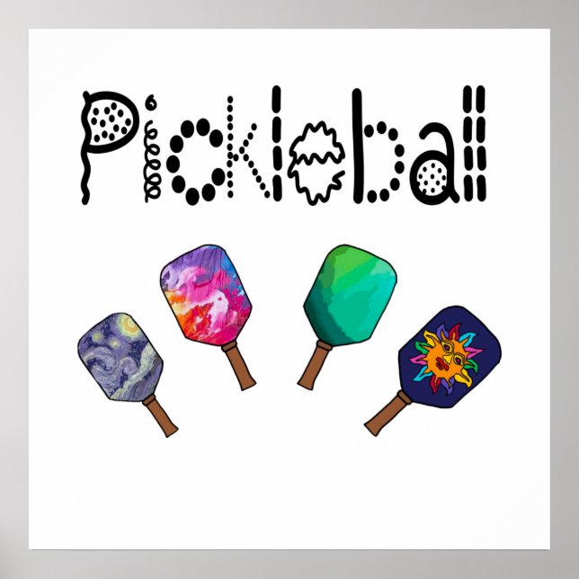 Poster Cool Pickleball et Paddles Sports Art (Devant)