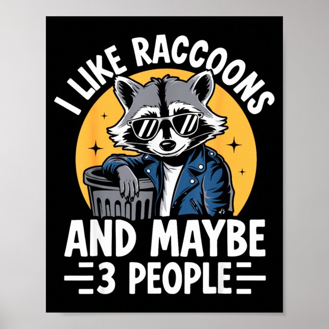 Poster Cool Raccoon Tee For Men Women Kids Racoon Raccoon (Devant)