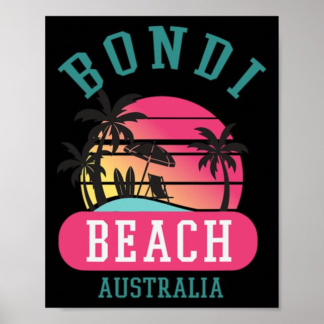 Poster Cool rétro Bondi Beach Original Australie Plages (Devant)