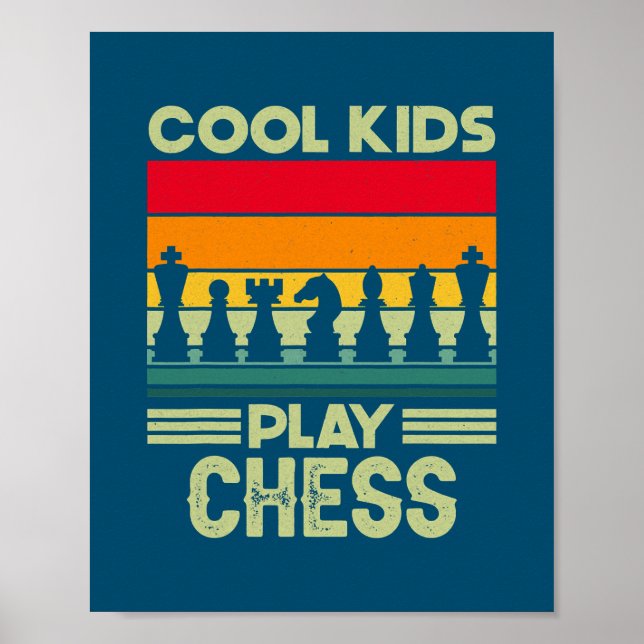 Poster Cool rétro Jouer aux échecs mat échec (Devant)