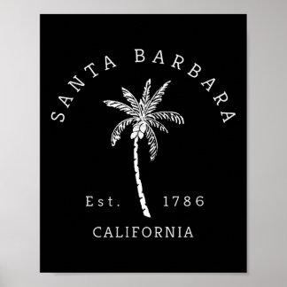 Poster Cool rétro Père Noël Barbara California Palm Tree 