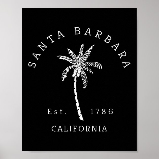 Poster Cool rétro Père Noël Barbara California Palm Tree  (Devant)