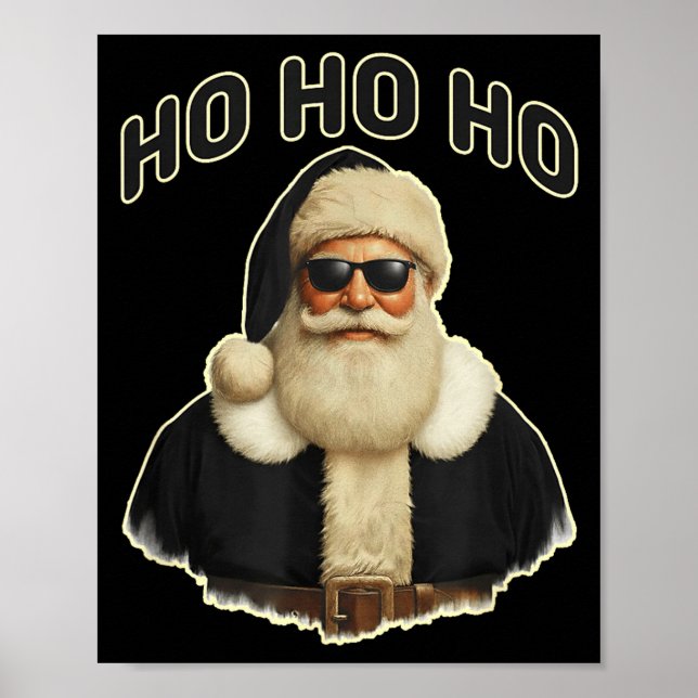 Poster Cool Santa In Black Hat Sungles Graphic  (Devant)