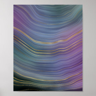 Poster Cool Strata   Belle Agate bleu violet et or