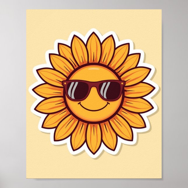 Poster Cool Sunflower with Sunglasses (Devant)