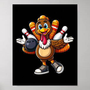 Poster Cool Thanksgiving Bowling Gobble Joueur Turquie Bo