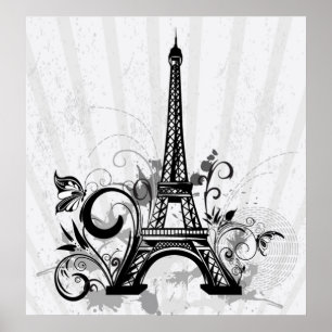 Poster Cool Tour Eiffel tourbillonne des points éclabous