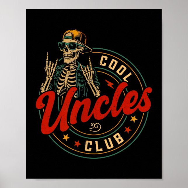 Poster Cool Uncles Club Shirt Funny Skeleton Uncle Men Fa (Devant)
