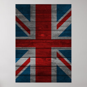 Poster Cool union jack flag gadrk grunk effets de bois