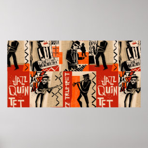 Poster cool vintage d'affiche du groupe de jazz avec trom