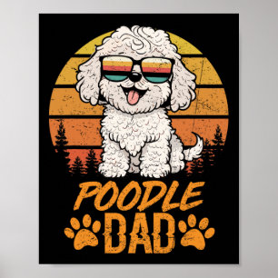 Poster Cool vintage Jouet Blanc Poodle Papa Fête des père