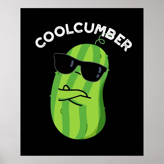 Poster Coolcumber Funny Veggie Cucumber Pun Dark BG (Devant)