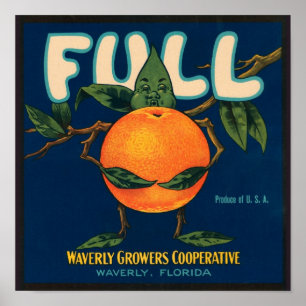 Poster Cooperati Étiquette Vintage complet Waverly Grower