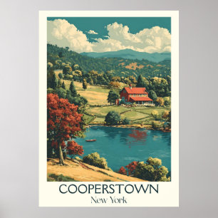 Poster Cooperstown New York Vintage Lake Rural Art