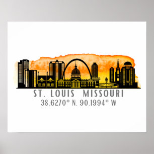 Poster Coordinates de St. Louis Skyline