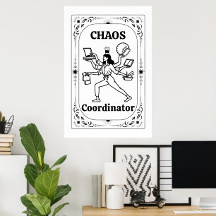 Poster Coordinateur du Chaos Tarot Yoga Coworker café cad