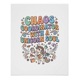 Poster Coordonnateur de chaos de licorne avec une âme de