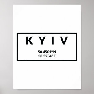 Poster Coordonnées de la capitale de l'Ukraine - Kyiv 