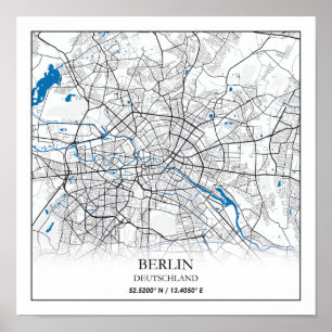 Poster Coordonnées de la carte de la ville Berlin Deutsch