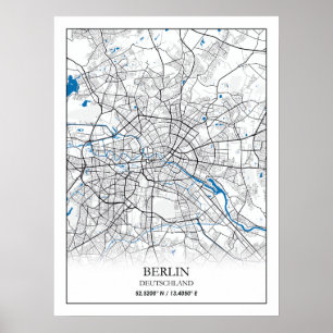 Poster Coordonnées de la carte de la ville Berlin Deutsch