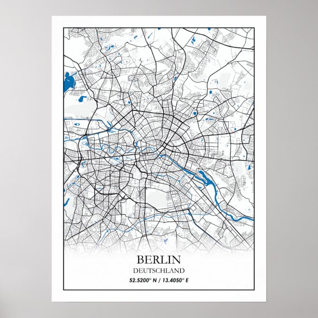 Poster Coordonnées de la carte de la ville Berlin Deutsch (Devant)