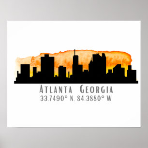 Poster Coordonnées de la carte Skyline de la ville d'Atla