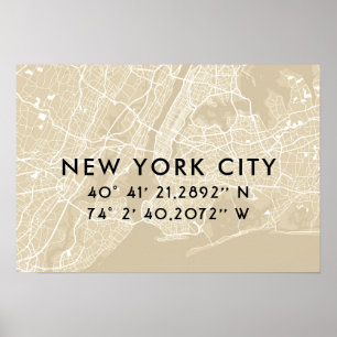 Poster Coordonnées personnalisées de la carte de New York