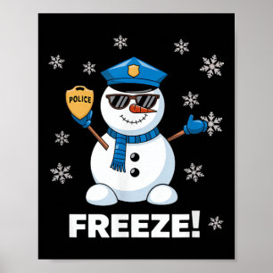 Poster Cop Snowman congeler Noël fêtes Noël