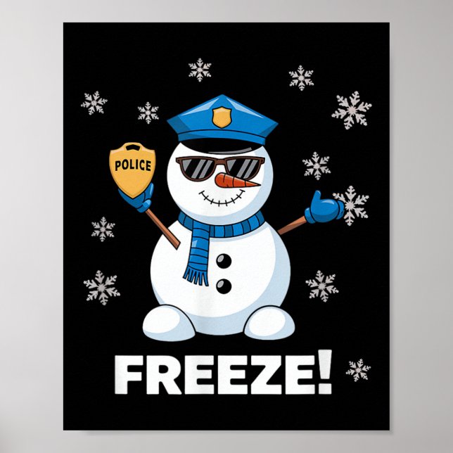 Poster Cop Snowman congeler Noël fêtes Noël (Devant)