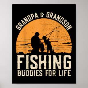 Poster Copains de pêche Grand-père et petit-fils Fête des