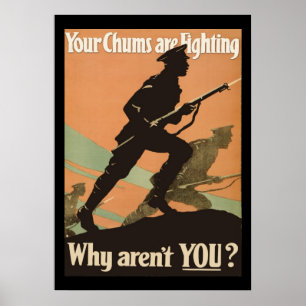 Poster Copains militaires de recrutement de la guerre