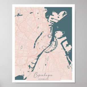 Poster Copenhagen Danemark Pink et Blue Cute Script