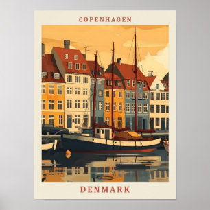 Poster Copenhague Danemark Art Vintage voyage élégant