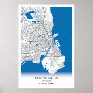 Poster Copenhague Danemark City Carte Voyage Simple Minim
