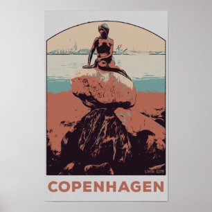 Poster Copenhague Danemark, La statue de la Petite Sirène