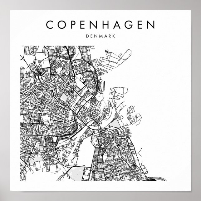 Poster Copenhague Danemark Mini carte des rues modernes (Devant)