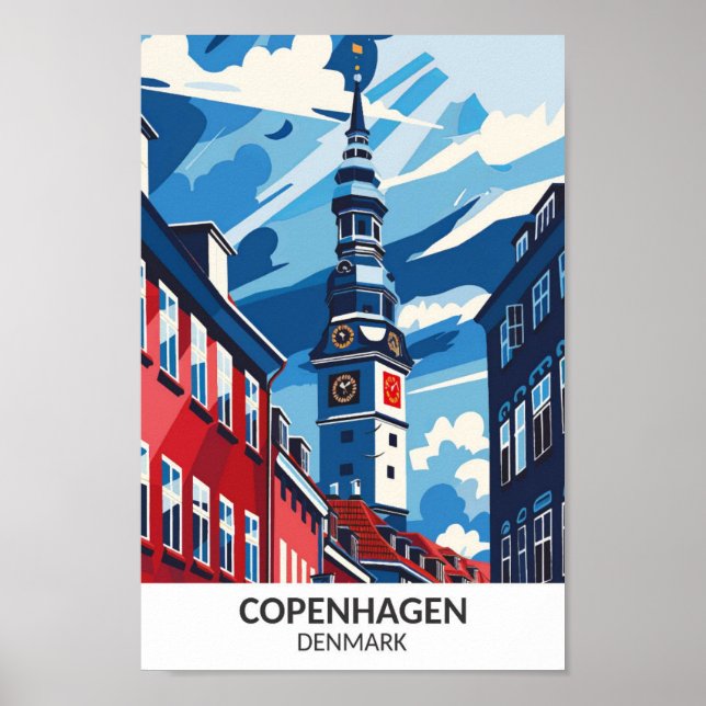 Poster Copenhague Danemark Retro Voyage d'oeuvres (Devant)