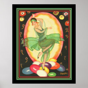 Poster Copie 1928 de Deco Chiostri "fille de partie"
