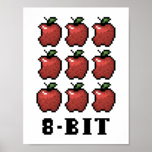 Poster copie à 8 bits d'art de pixel de pommes