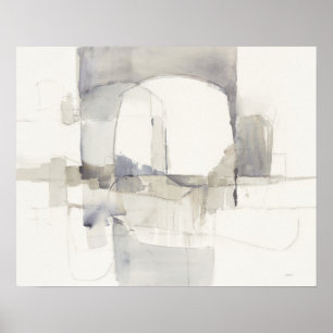 Poster Copie abstraite de gris de l'improvisation I