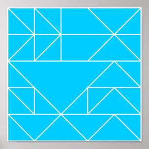 Poster Copie bleue de carré de motif de triangles