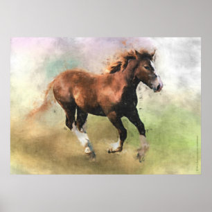 Poster Copie bretonne de poulain de cheval de trait