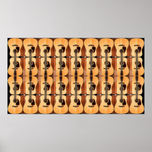 Poster Copie d'affiche de collage de guitare acoustique