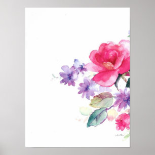 Poster copie d'aquarelle de fleur